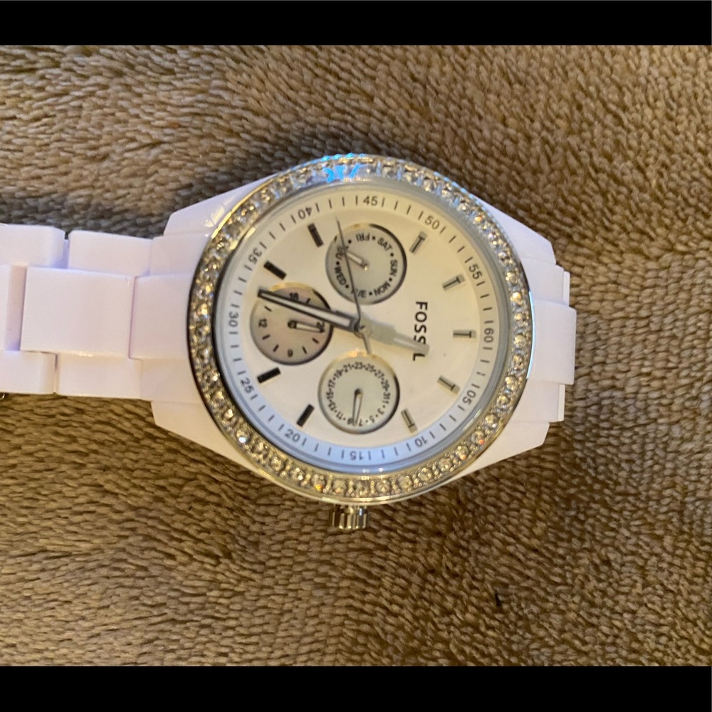White Fossil Watch